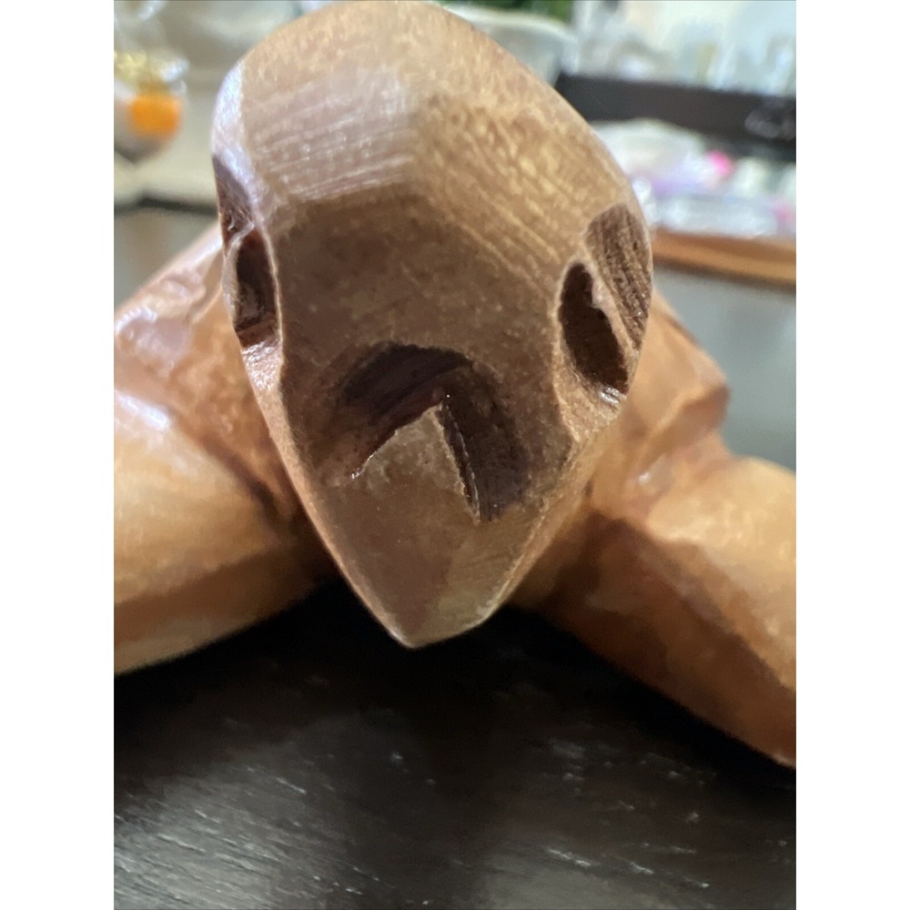 Wood Carved Turtle 5" Long Signed Free US Shipping